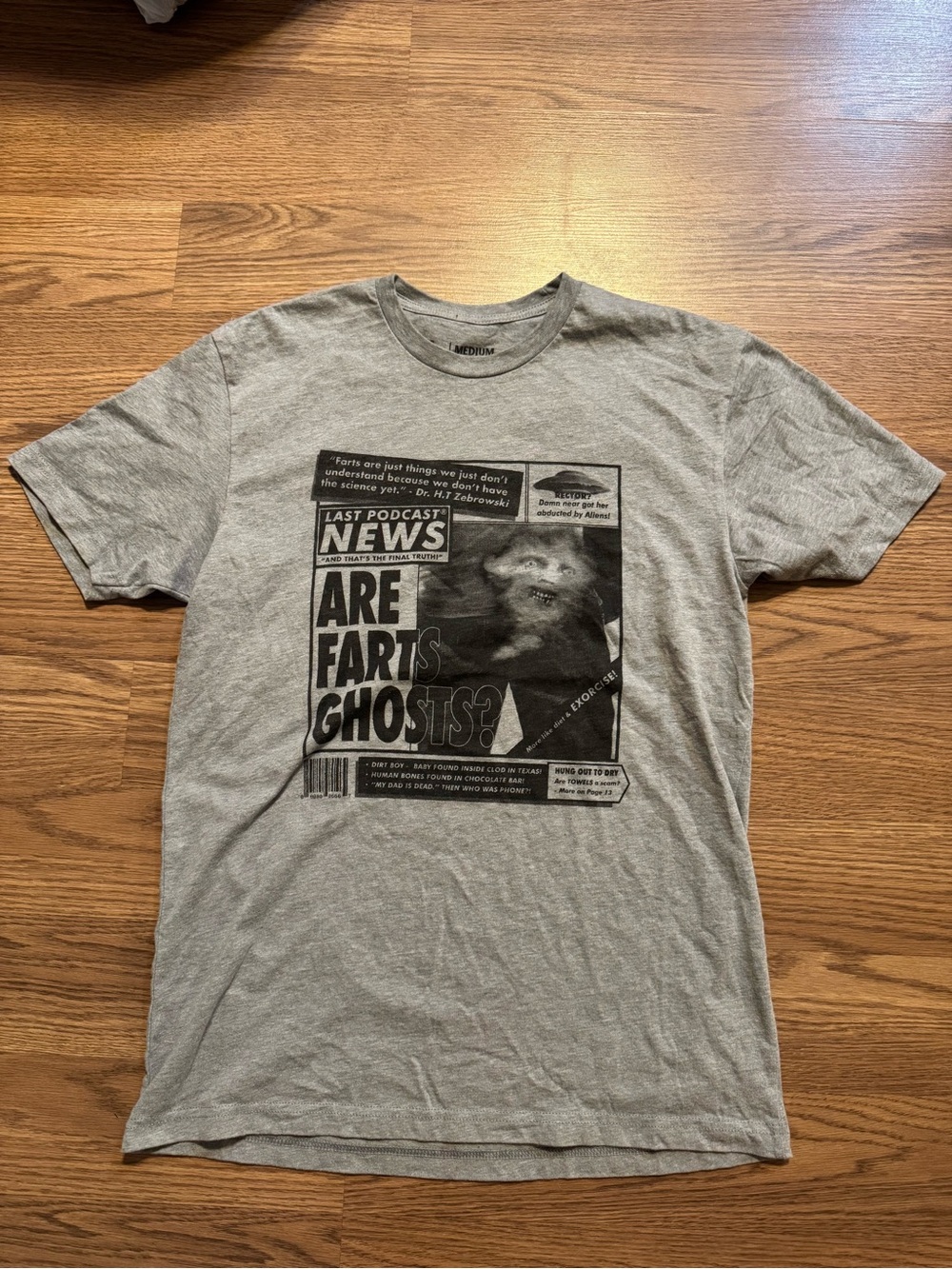 Gray Graphic Crewneck T-Shirt with Front Print